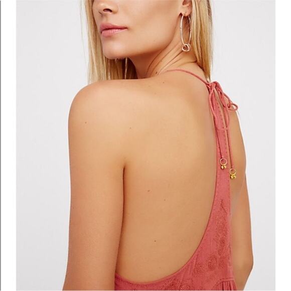 Free People Elaine Embroidered Racer ack Maxi Dress Dusty Pink Rust M - Picture 3 of 15